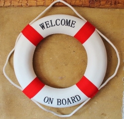 Rettungsring WELCOME ON BOARD Ø 50 cm blau weiß
